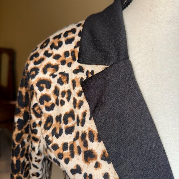 Suzy Shier leopard print double breasted tailored sweater cardigan blazer - Picture 3 of 10